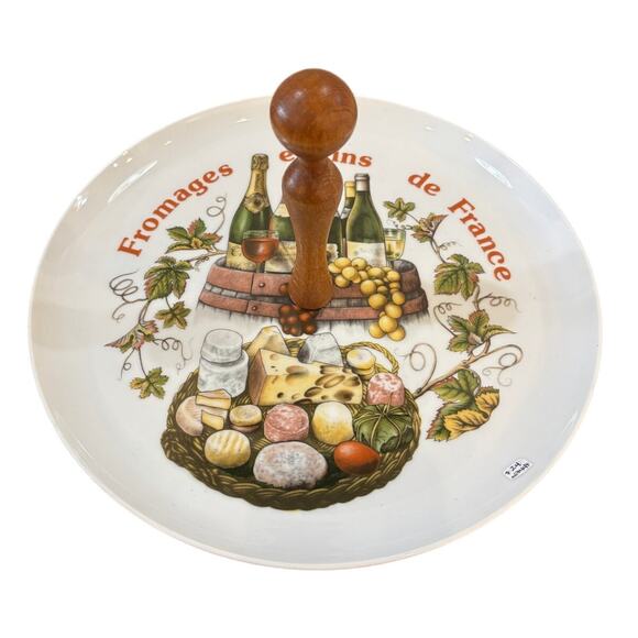 Porcelaine Veritable appetizer tray Fromages et Vins de France 12” - Picture 1 of 3